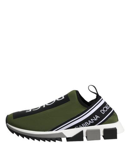 Dolce &amp; Gabbana Grün Schwarz Slip On Sorrento Sneakers Schuhe