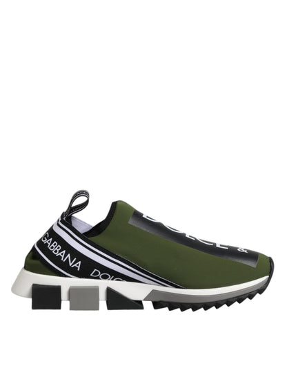 Dolce &amp; Gabbana Grün Schwarz Slip On Sorrento Sneakers Schuhe