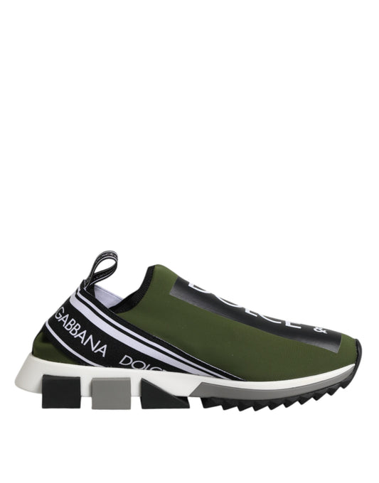 Dolce &amp; Gabbana Grün Schwarz Slip On Sorrento Sneakers Schuhe