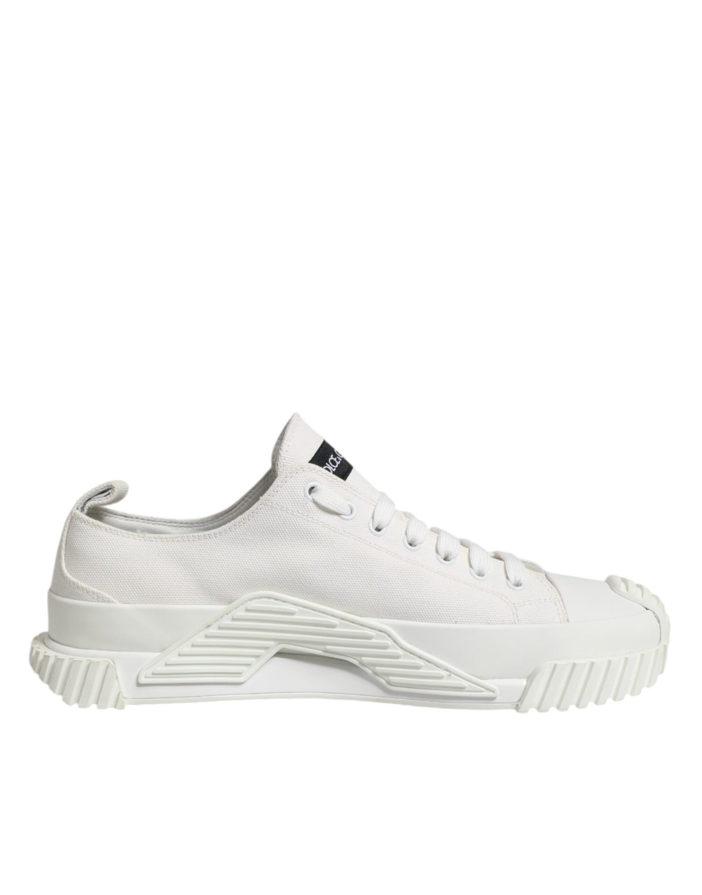 Dolce &amp; Gabbana White Logo Print Lace Up Low Top Sneakers Shoes