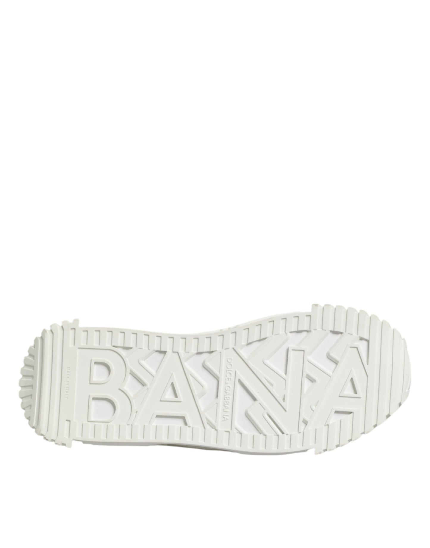 Dolce &amp; Gabbana White Logo Print Lace Up Low Top Sneakers Shoes