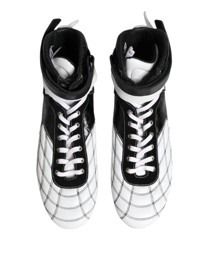 Dolce &amp; Gabbana Schwarz-Weiß-Leder-High-Top-Sneakers