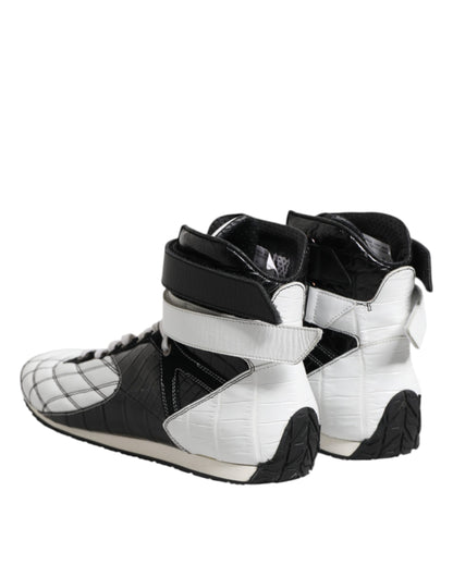Dolce &amp; Gabbana Schwarz-Weiß-Leder-High-Top-Sneakers