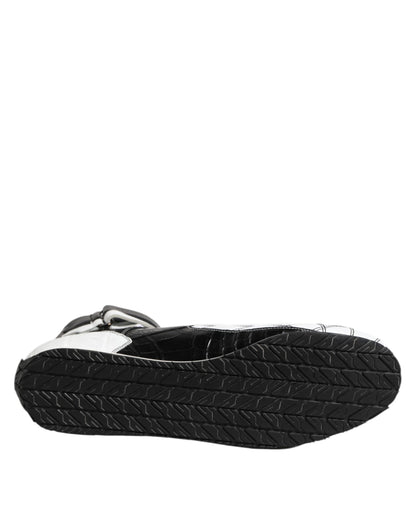 Dolce &amp; Gabbana Schwarz-Weiß-Leder-High-Top-Sneakers