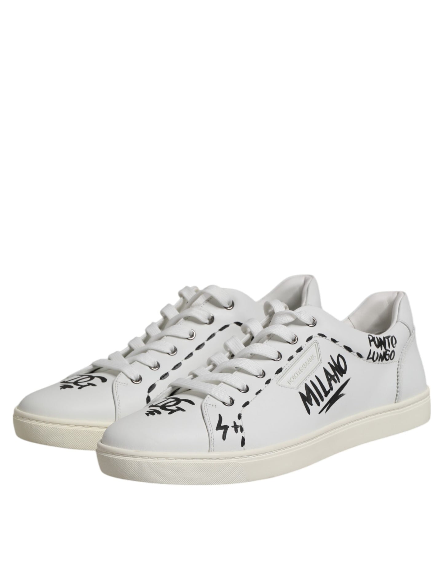 Dolce &amp; Gabbana White London Calf Leather Men Sneakers Shoes