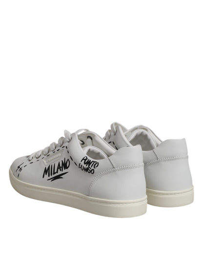 Dolce &amp; Gabbana White London Calf Leather Men Sneakers Shoes