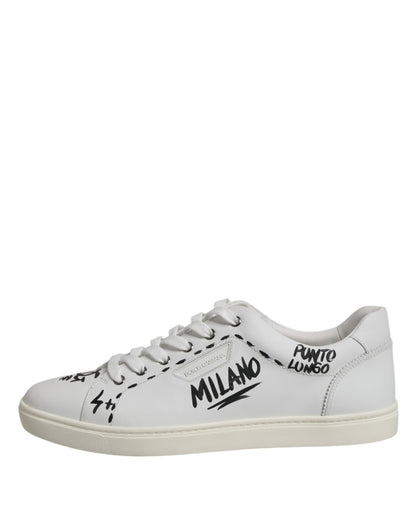 Dolce &amp; Gabbana White London Calf Leather Men Sneakers Shoes