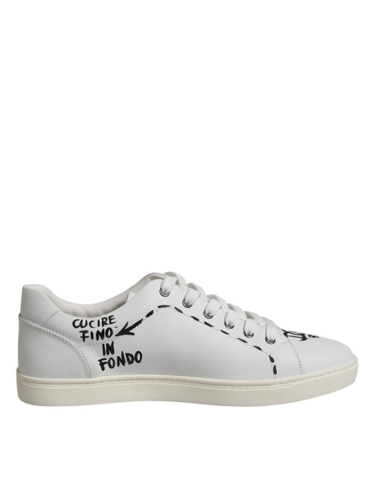 Dolce &amp; Gabbana White London Calf Leather Men Sneakers Shoes