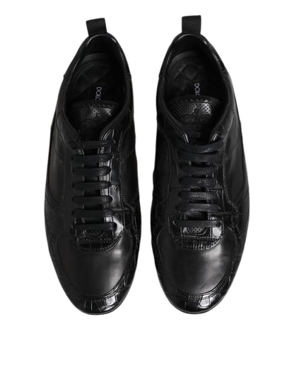 Dolce &amp; Gabbana Black Exotic Leather Low Top Sneakers Shoes