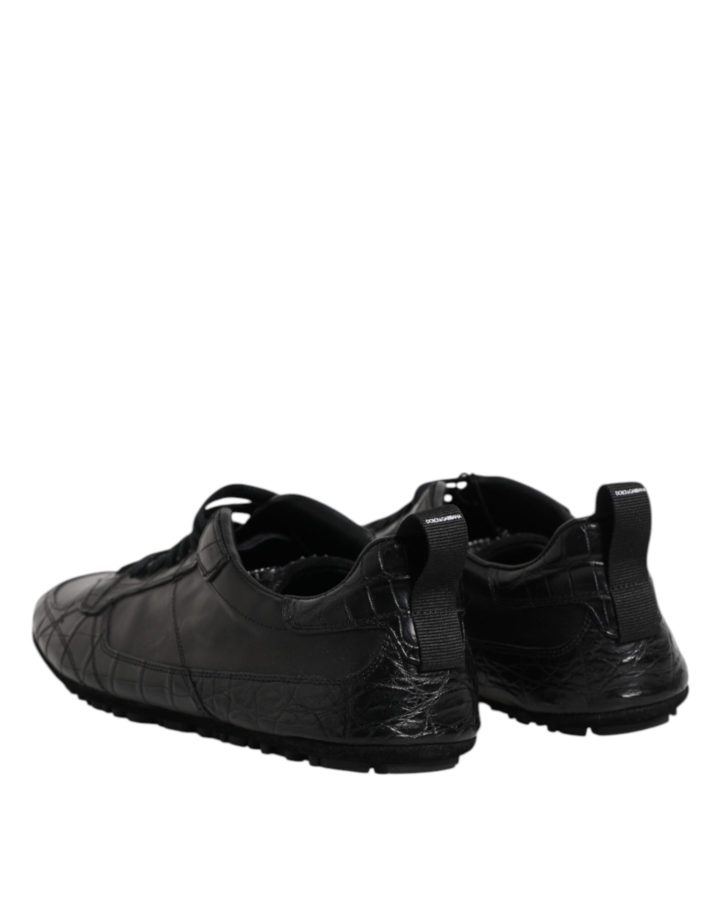 Dolce &amp; Gabbana Black Exotic Leather Low Top Sneakers Shoes