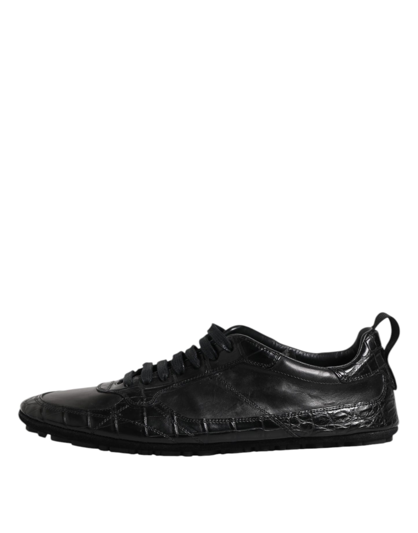 Dolce &amp; Gabbana Black Exotic Leather Low Top Sneakers Shoes