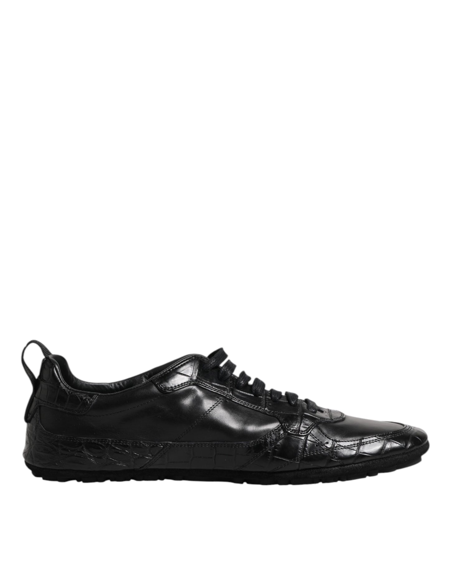 Dolce &amp; Gabbana Black Exotic Leather Low Top Sneakers Shoes