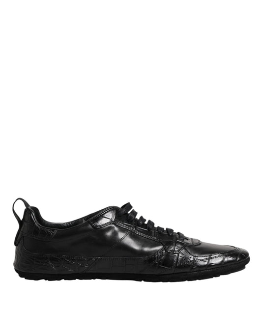 Dolce &amp; Gabbana Black Exotic Leather Low Top Sneakers Shoes