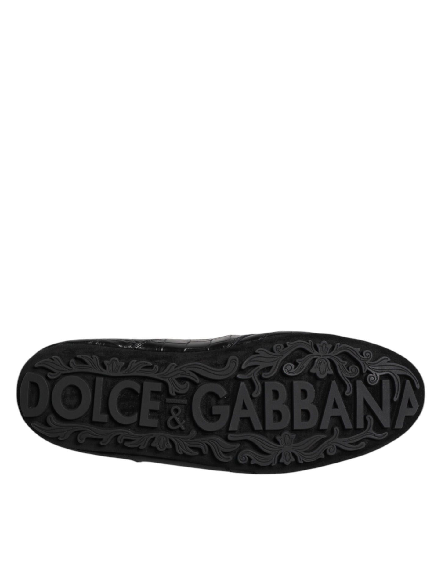 Dolce &amp; Gabbana Black Exotic Leather Low Top Sneakers Shoes