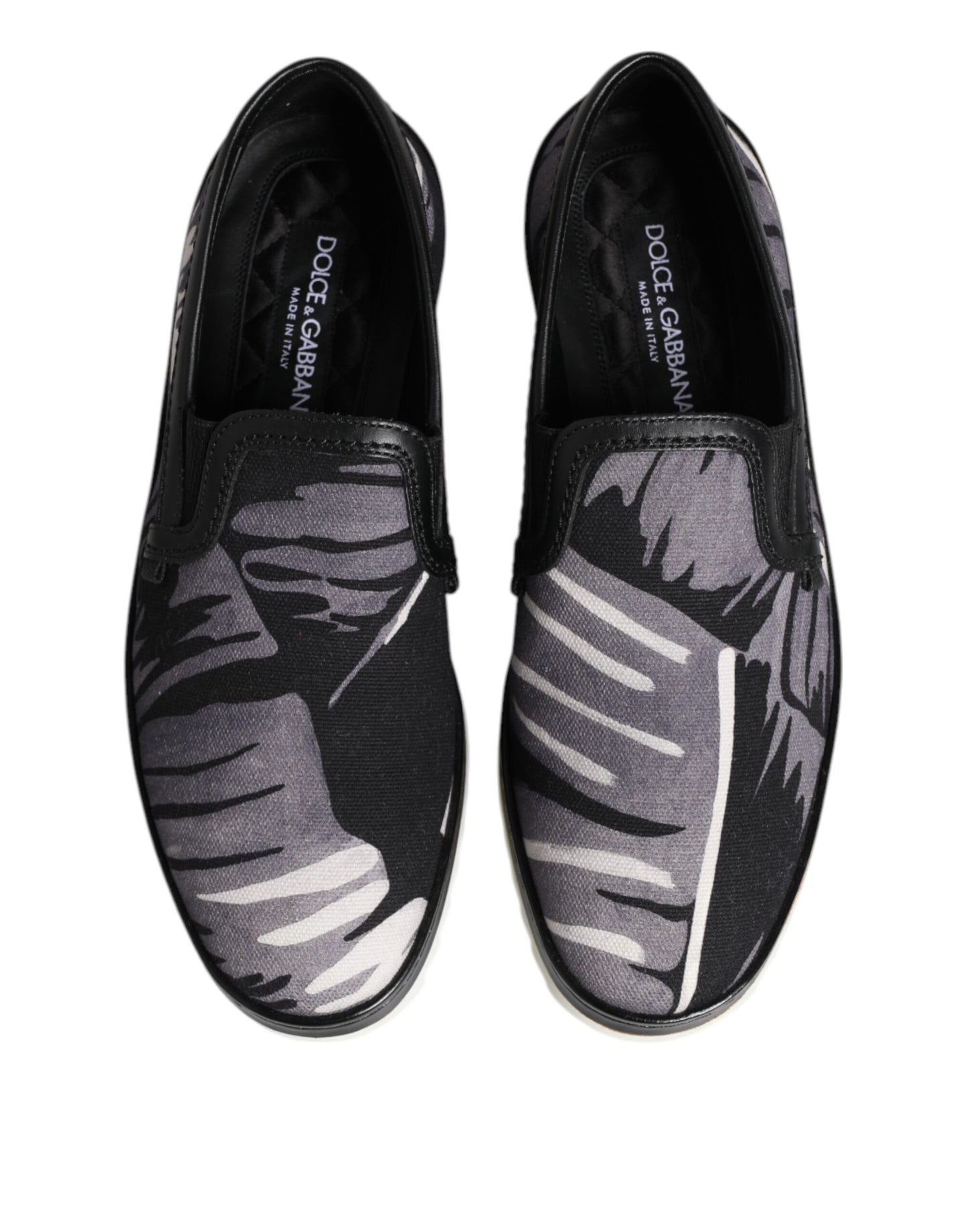 Dolce &amp; Gabbana Black Tropical Slip On Men Sneakers Shoes