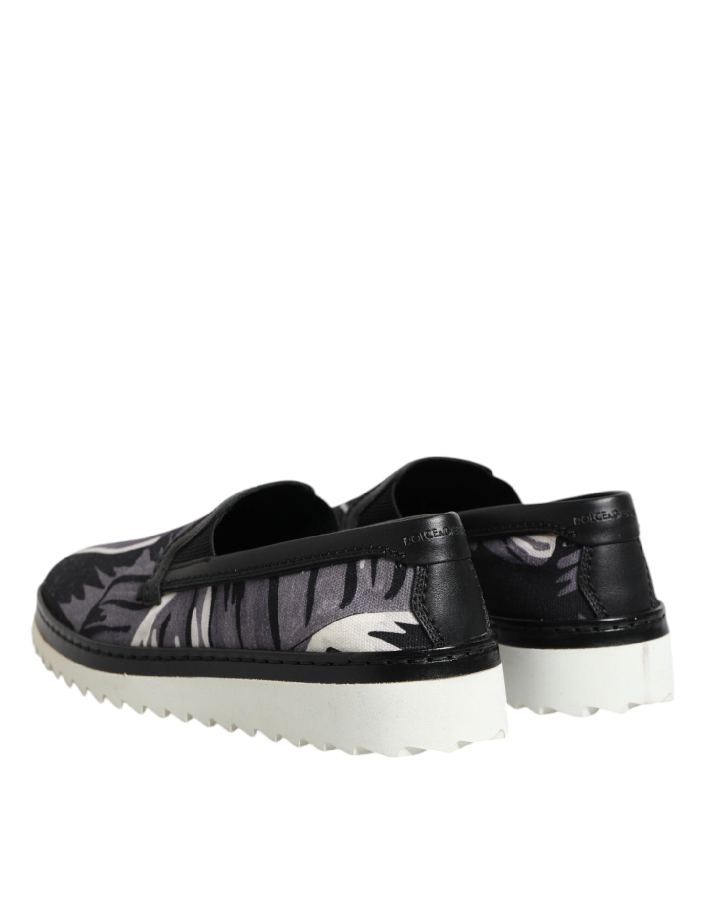Dolce &amp; Gabbana Black Tropical Slip On Men Sneakers Shoes