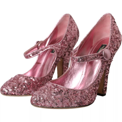Dolce &amp; Gabbana Pink Pailletten Mary Jane Pumps High Heels Schuhe
