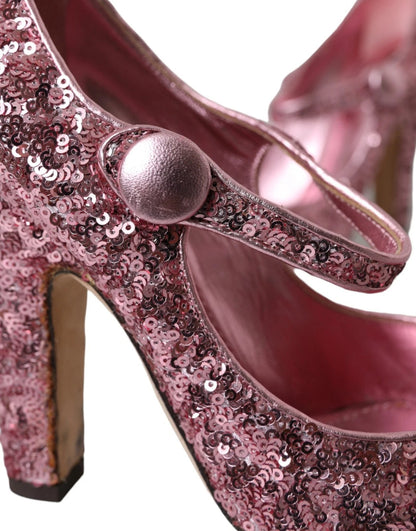 Dolce &amp; Gabbana Pink Pailletten Mary Jane Pumps High Heels Schuhe