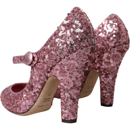 Dolce &amp; Gabbana Pink Pailletten Mary Jane Pumps High Heels Schuhe