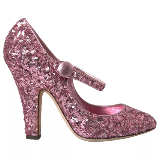 Dolce &amp; Gabbana Pink Pailletten Mary Jane Pumps High Heels Schuhe