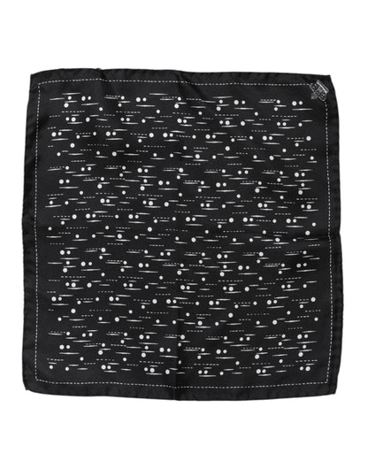 Dolce &amp; Gabbana Schwarz-Weiß bedruckter quadratischer Herren-Foulardschal