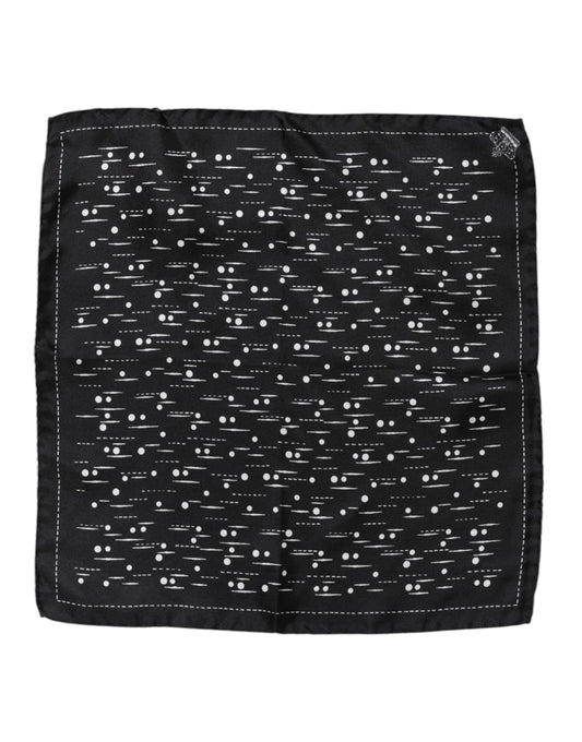 Dolce &amp; Gabbana Schwarz-Weiß bedruckter quadratischer Herren-Foulardschal