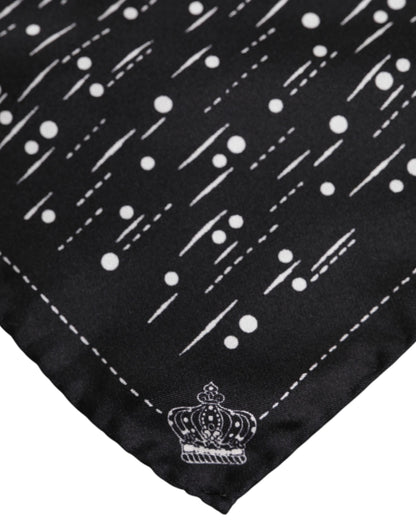 Dolce &amp; Gabbana Schwarz-Weiß bedruckter quadratischer Herren-Foulardschal
