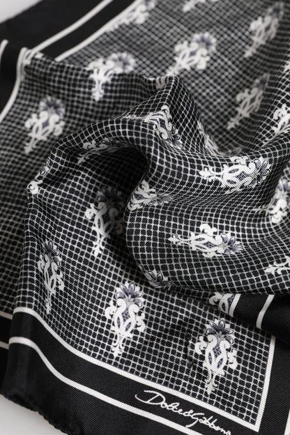 Dolce &amp; Gabbana – Schwarz-weiß bedruckter quadratischer Foulardschal