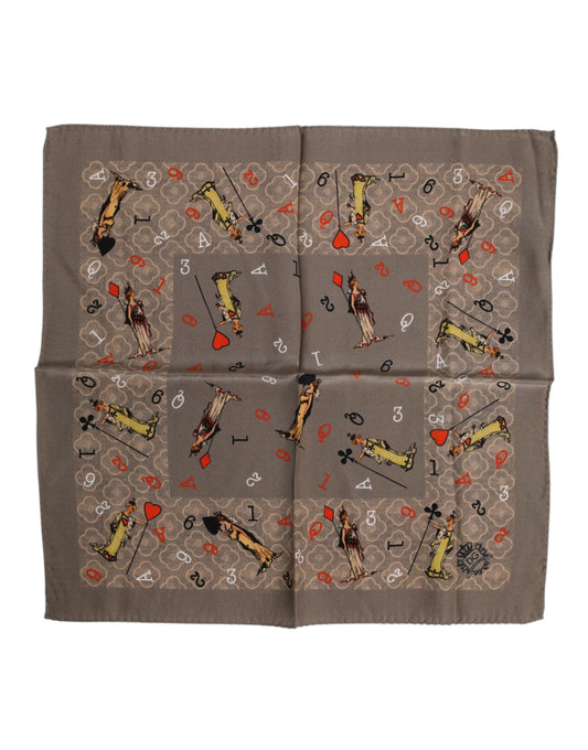 Dolce &amp; Gabbana – Brauner, quadratischer Foulard-Schal aus Seide mit Aufdruck