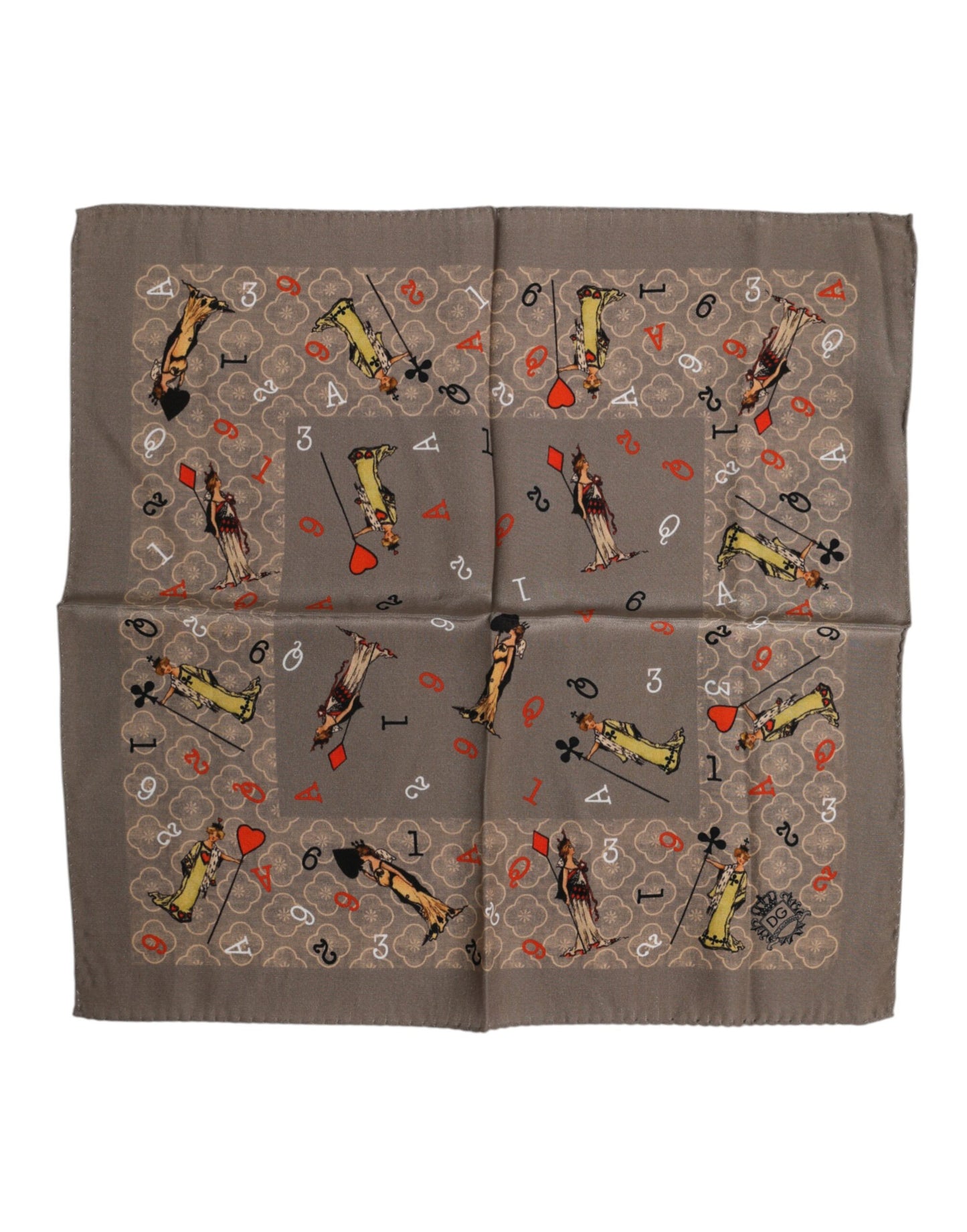 Dolce &amp; Gabbana – Brauner, quadratischer Foulard-Schal aus Seide mit Aufdruck