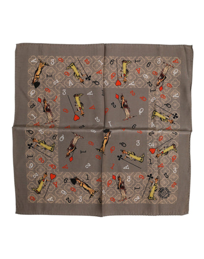 Dolce &amp; Gabbana – Brauner, quadratischer Foulard-Schal aus Seide mit Aufdruck