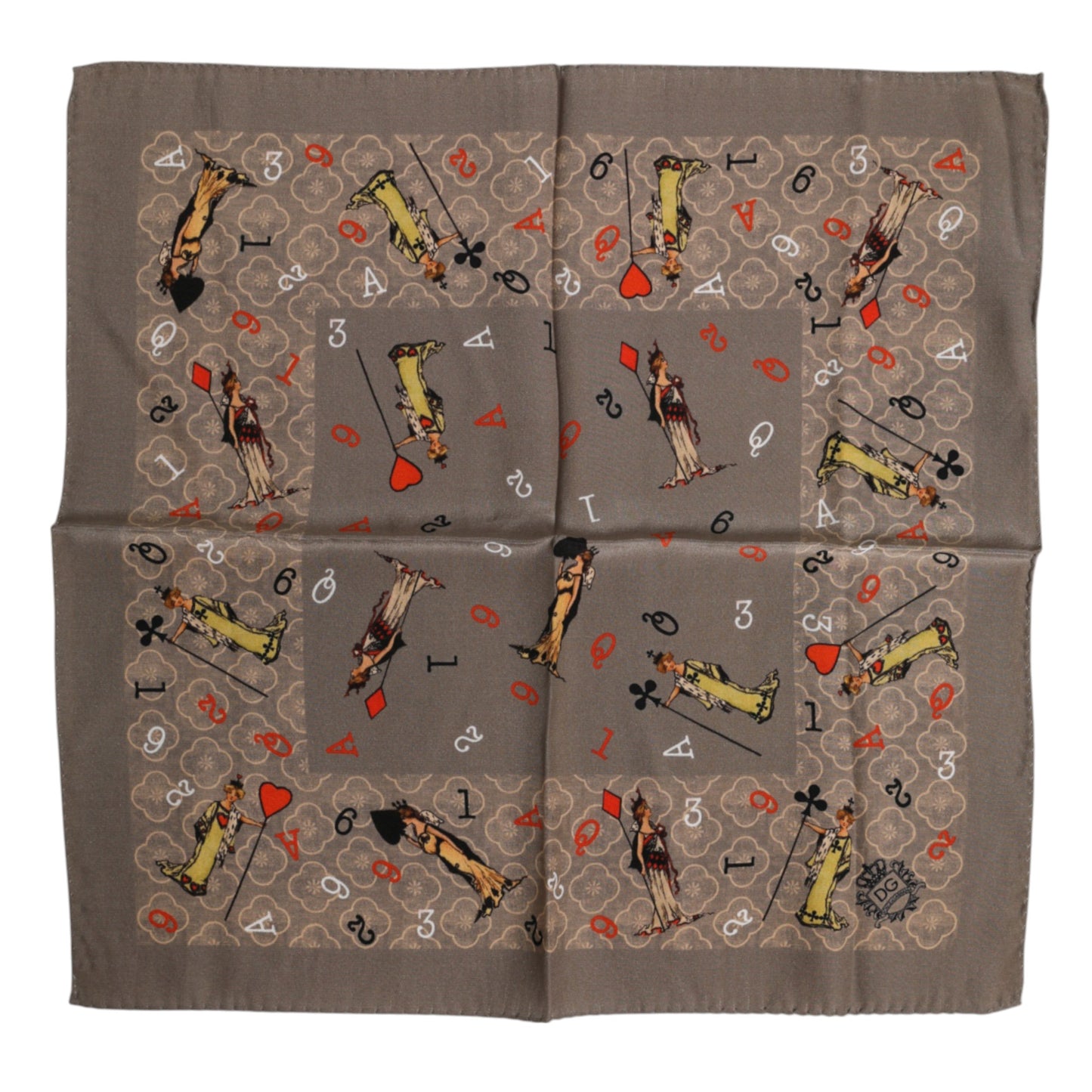 Dolce &amp; Gabbana – Brauner, quadratischer Foulard-Schal aus Seide mit Aufdruck
