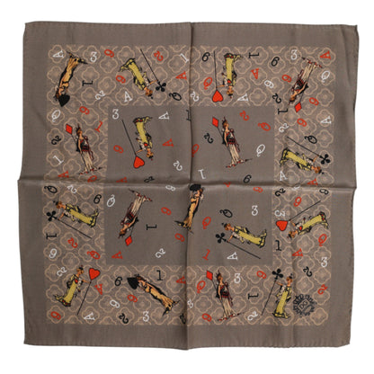 Dolce &amp; Gabbana – Brauner, quadratischer Foulard-Schal aus Seide mit Aufdruck
