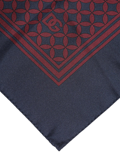 Dolce &amp; Gabbana Rot-Blau bedruckter quadratischer Seidenschal für Herren
