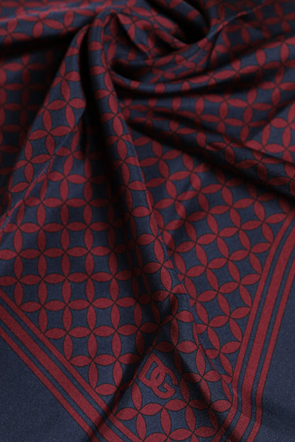 Dolce &amp; Gabbana Rot-Blau bedruckter quadratischer Seidenschal für Herren