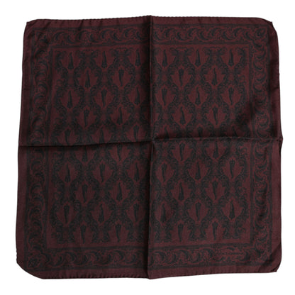 Dolce &amp; Gabbana Kastanienbrauner, schwarz bedruckter quadratischer Foulard-Schal für Herren