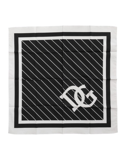 Dolce &amp; Gabbana Schwarz-Weiß DG Logo Square Herren Foulard Schal