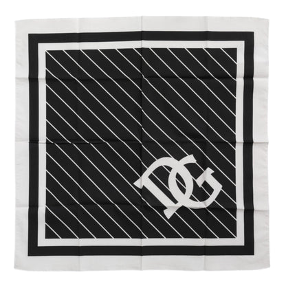 Dolce &amp; Gabbana Schwarz-Weiß DG Logo Square Herren Foulard Schal
