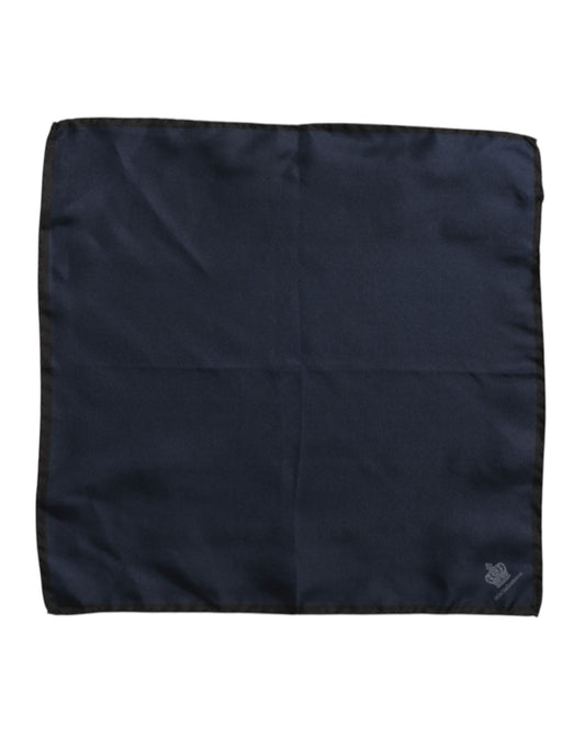 Dolce &amp; Gabbana Blauer quadratischer Foulard aus Seide mit DG-Krone für Herren