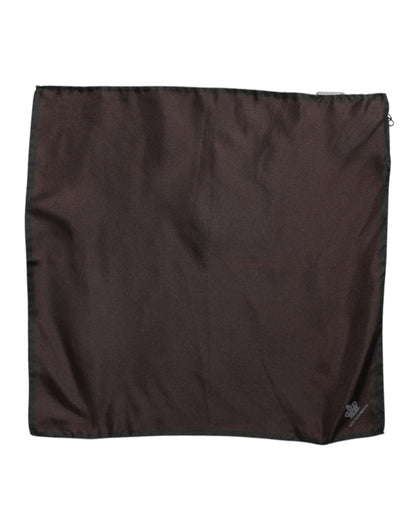 Dolce &amp; Gabbana Brauner quadratischer Foulard aus Seide mit DG Crown-Motiv für Herren