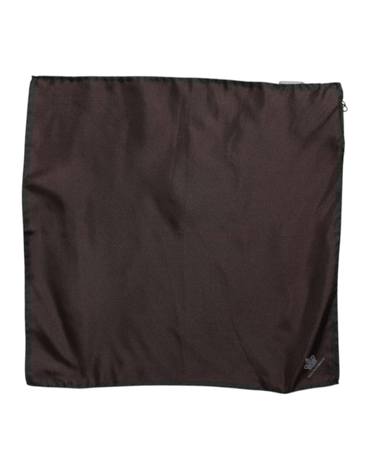 Dolce &amp; Gabbana Brauner quadratischer Foulard aus Seide mit DG Crown-Motiv für Herren