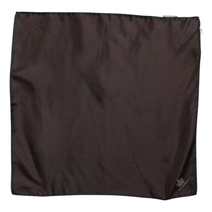 Dolce &amp; Gabbana Brauner quadratischer Foulard aus Seide mit DG Crown-Motiv für Herren