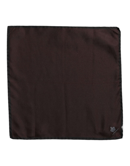 Dolce &amp; Gabbana Brauner quadratischer Foulard aus Seide mit DG Crown-Motiv für Herren