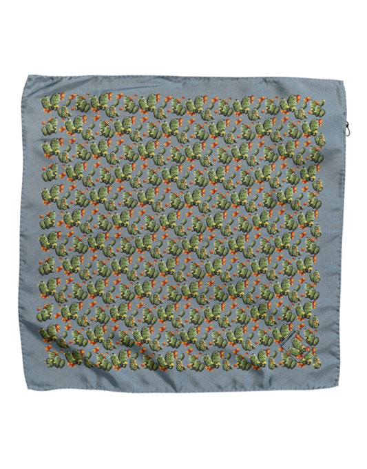 Dolce &amp; Gabbana – Quadratischer Foulard-Schal mit Kaktus-Print in Grau und Grün