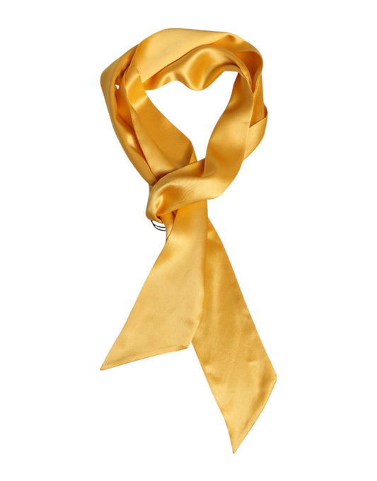 Dolce &amp; Gabbana – Schmaler Foulard-Wickelschal aus gelber Satinseide