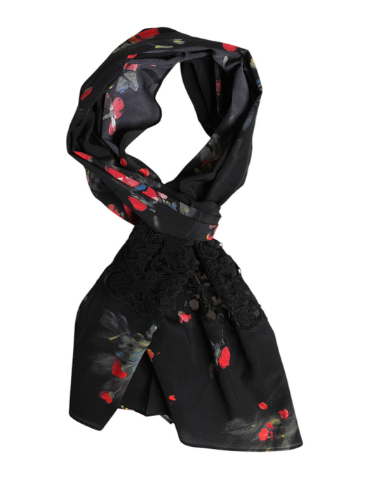 Dolce &amp; Gabbana – Schwarzer Halswärmer-Wickelschal mit Blumenmuster