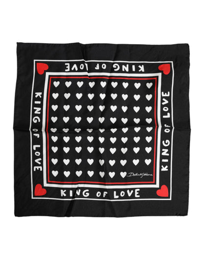 Dolce &amp; Gabbana Black Printed Silk Square Men Foulard Scarf
