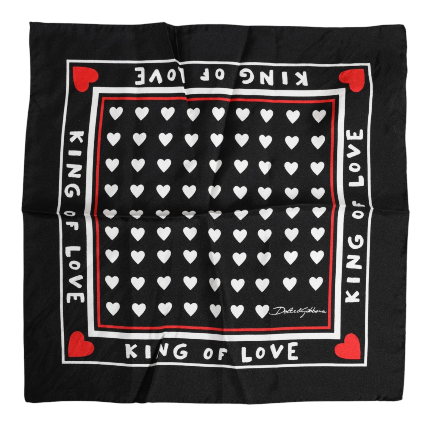 Dolce &amp; Gabbana Black Printed Silk Square Men Foulard Scarf