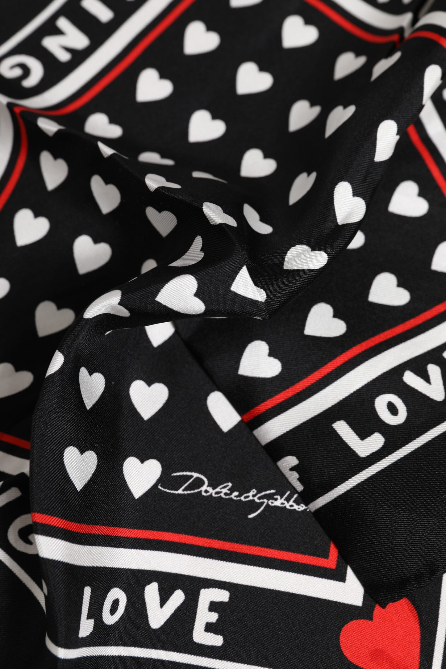 Dolce &amp; Gabbana Black Printed Silk Square Men Foulard Scarf