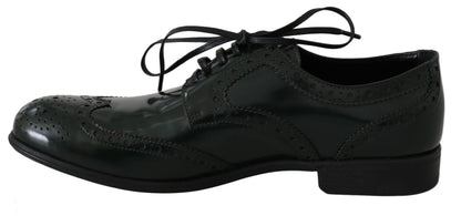 Dolce &amp; Gabbana – Grüne Broque-Oxford-Flügelschuhe aus Leder